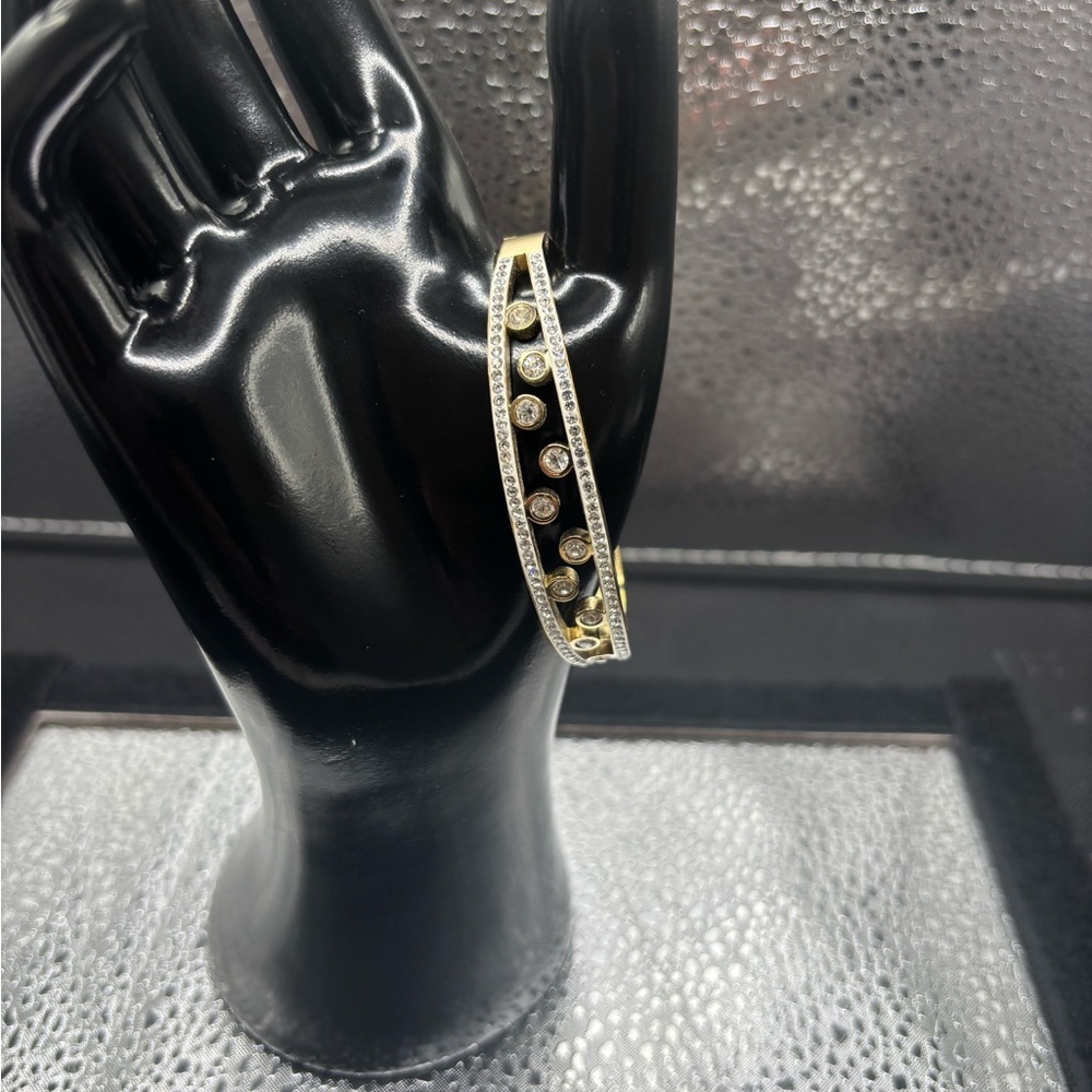 Elegant Gold and Silver Bangle with Crystals Stainless Steel